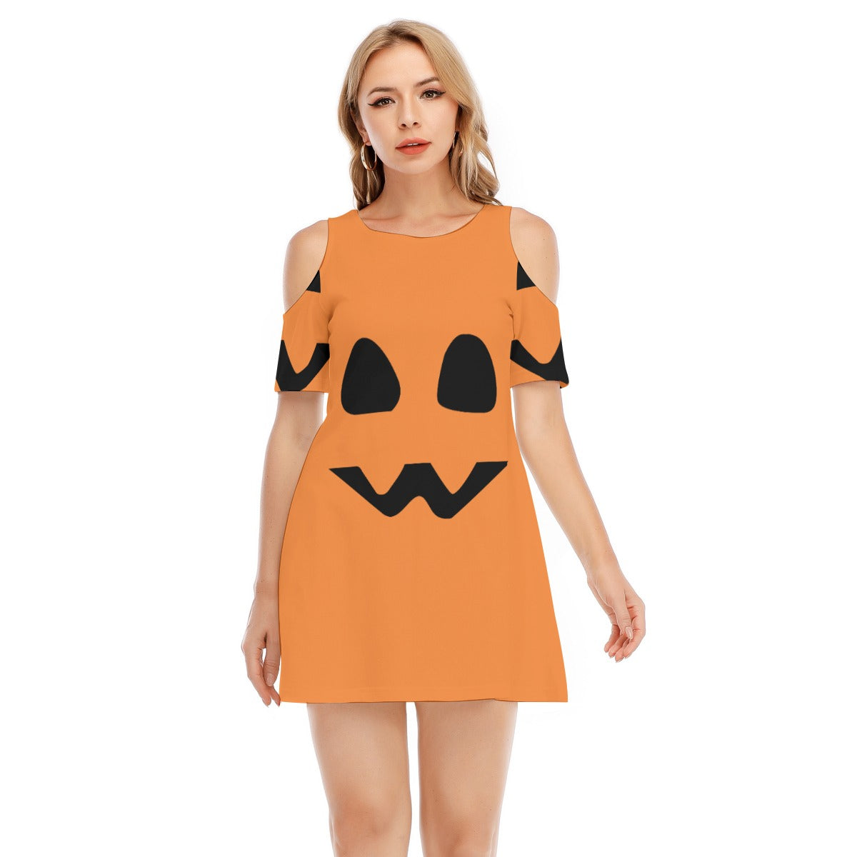 Pumpkin IV - Women's Cold Shoulder Dress - 100% Cotton