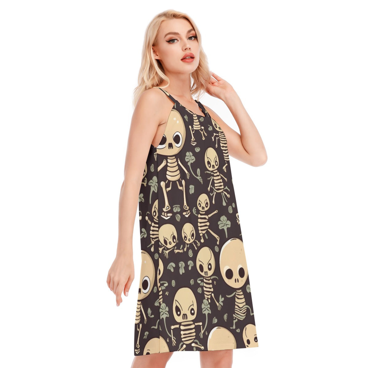 Skeleton VII - Women's O-neck Cami Dress - 100% Cotton