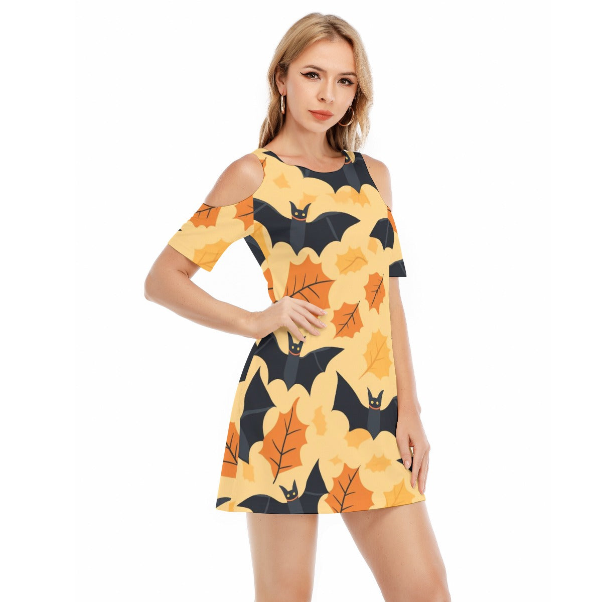 Bats III - Women's Cold Shoulder Dress - 100% Cotton