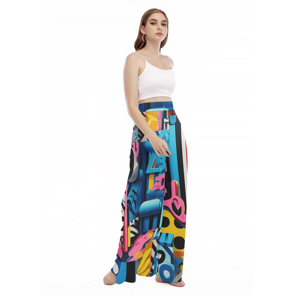 Prismatica - Women's High Waist Wide Leg Trousers