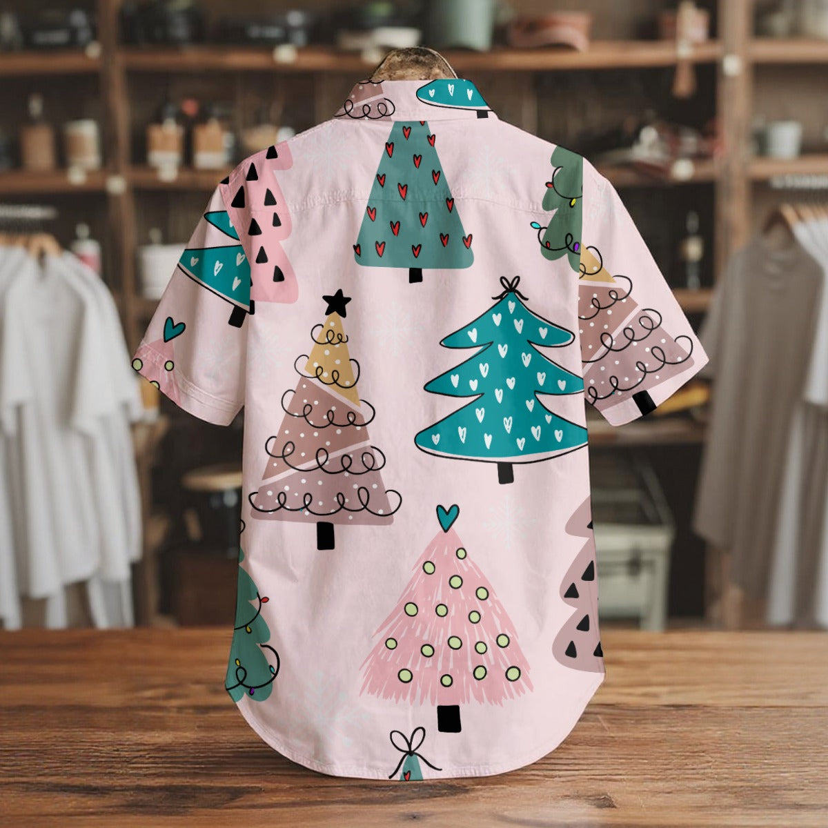Lit-Up Trees -Men's Short Sleeve Shirt With Pockets