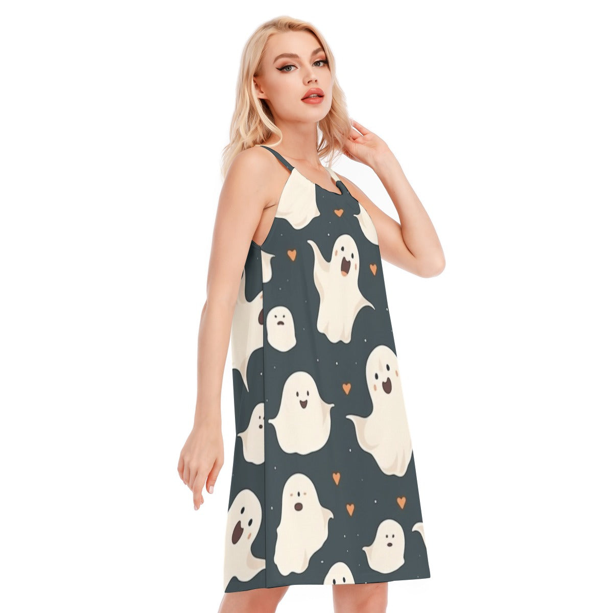 Ghost II - Women's O-neck Cami Dress-100% Cotton