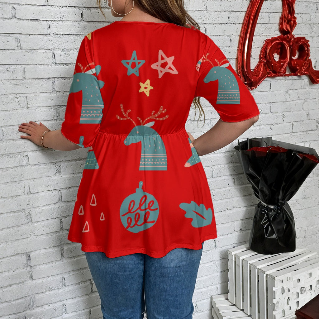 Stars & Stag  - Women's V-Neck Asymmetrical Hem Top