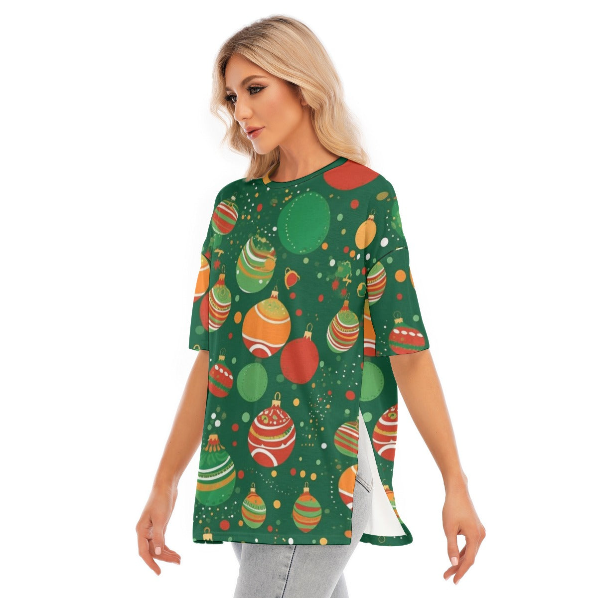 Classic Ornaments -  Women's Short Sleeves T-shirt With Hem Split