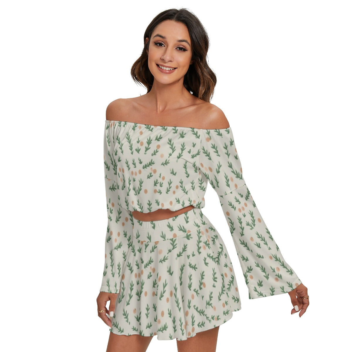 Tinsel Branch - Women's Off-shoulder Top And Skirt Set