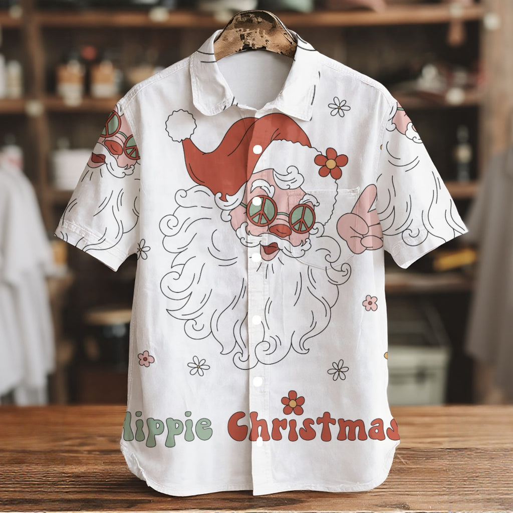 Hippie Christmas - Men's Short Sleeve Shirt With Pockets
