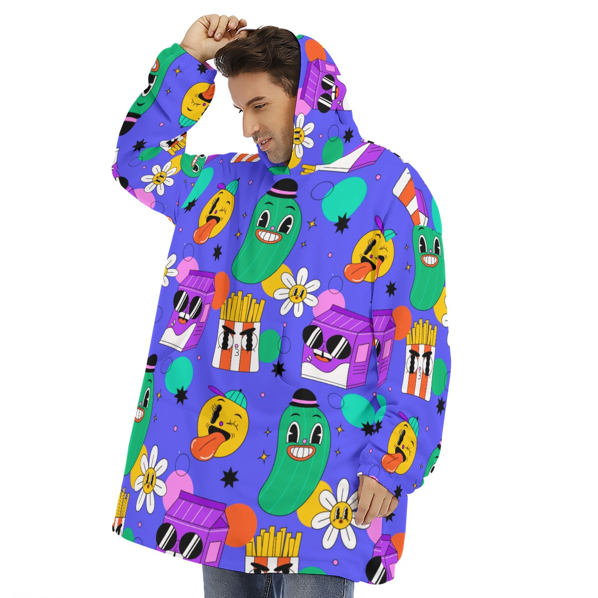 Disco Cucumber -  Unisex Sherpa Fleece Hoodie Blanket