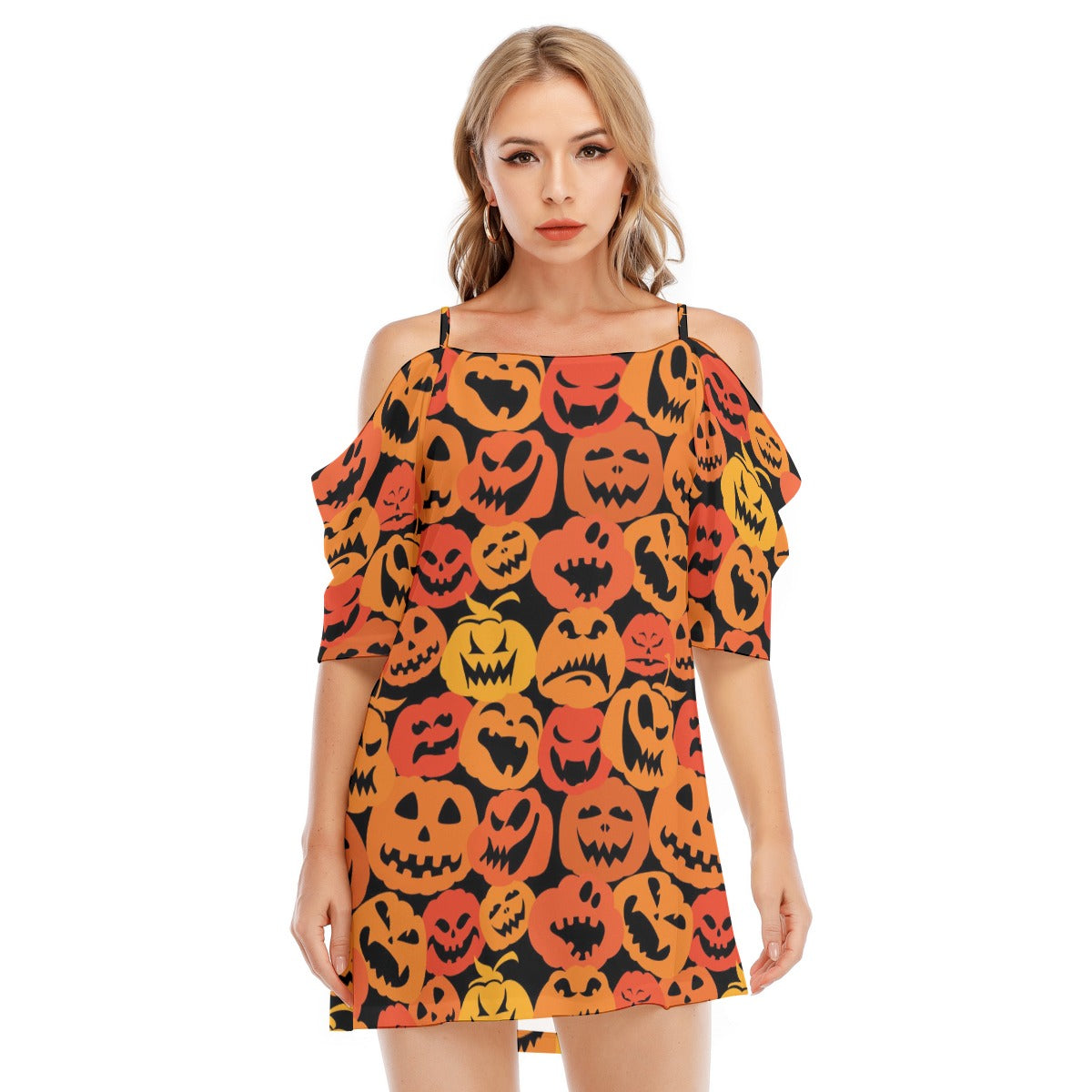 Pumpkin I - Women's Off-shoulder Cami Dress