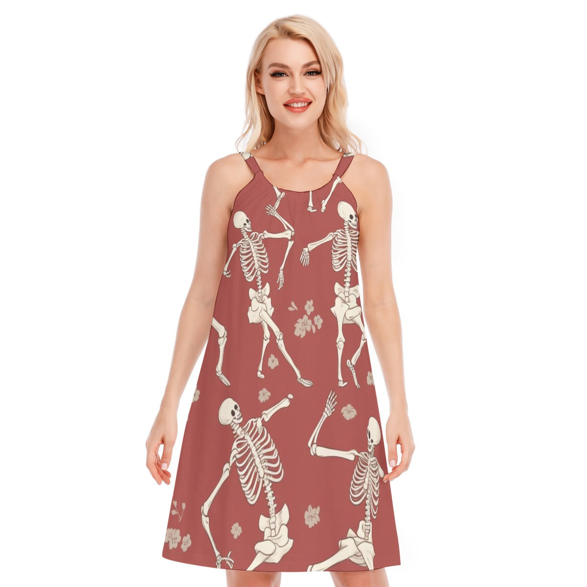 Skeleton VI -  Women's O-neck Cami Dress - 100% Cotton
