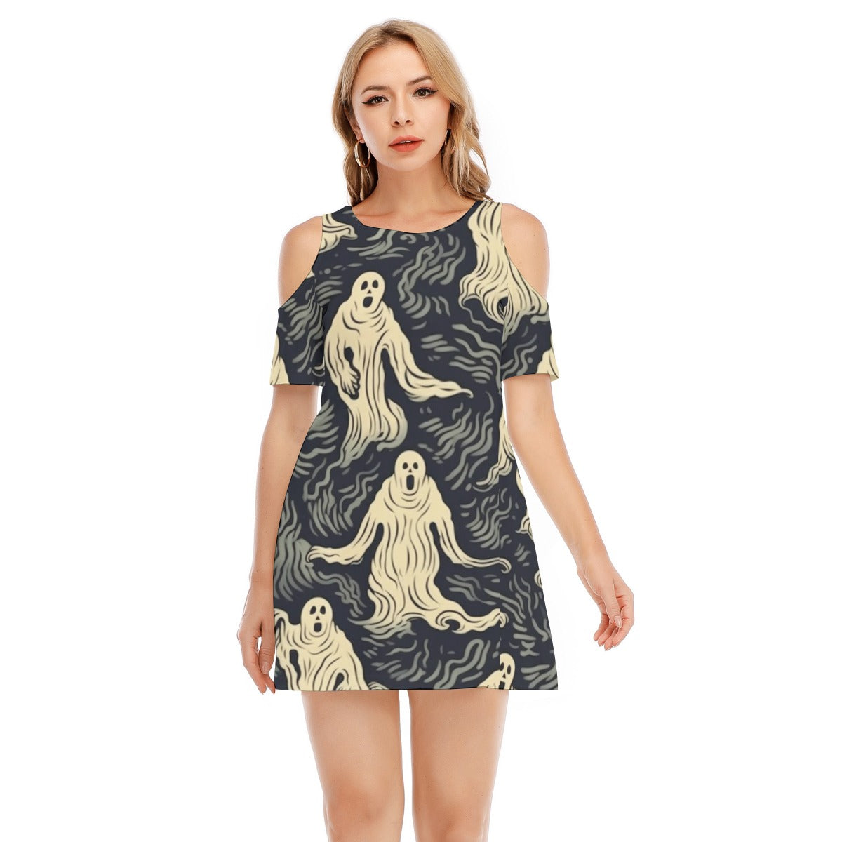 Ghost XII -Women's Cold Shoulder Dress - 100% Cotton