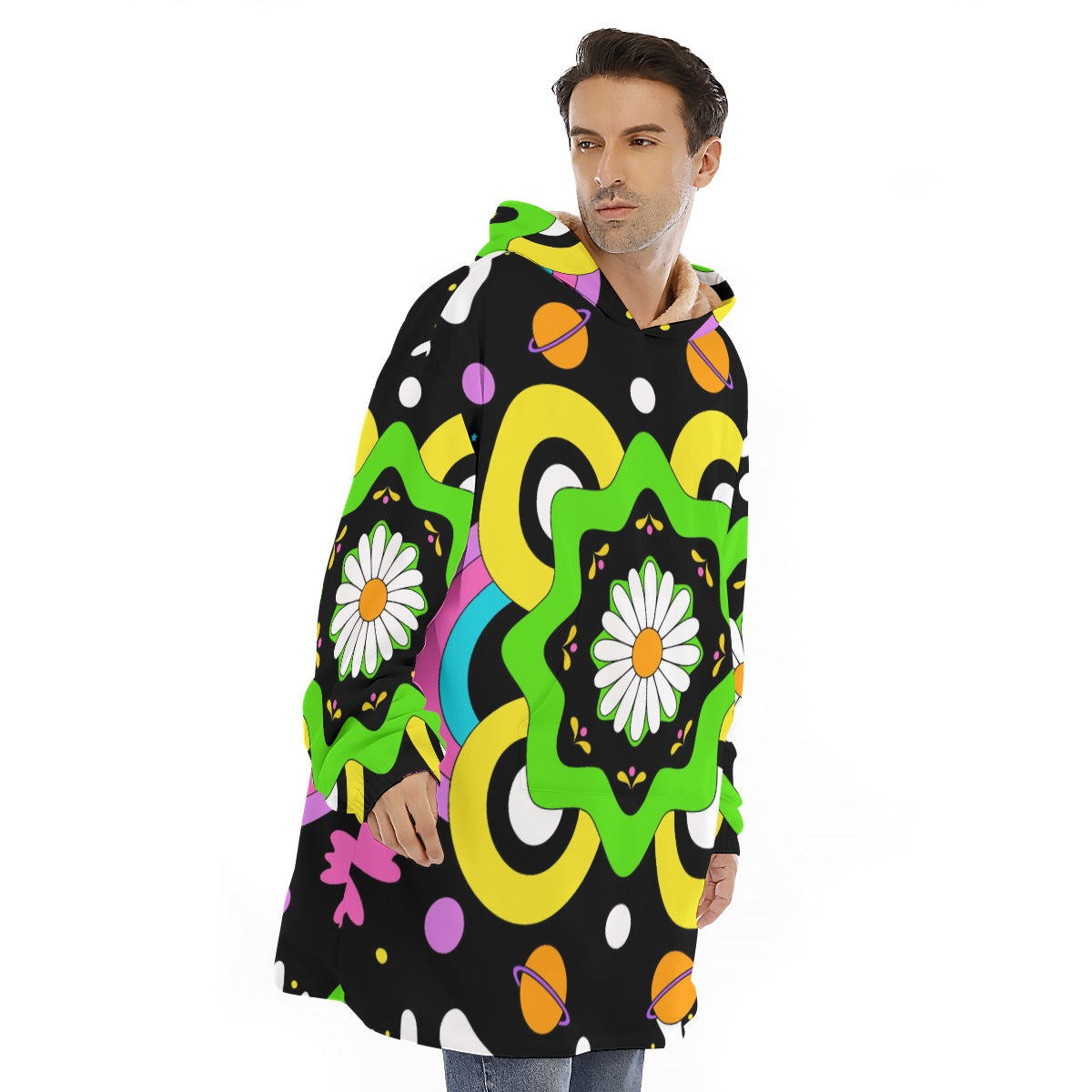 Floradelic - Unisex Sherpa Fleece Hoodie Blanket