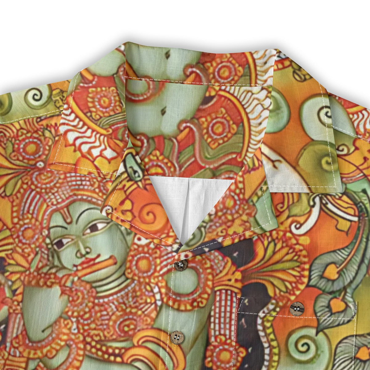 Krishna Leela - Kerala Mural Print Shirt - 100% Cotton