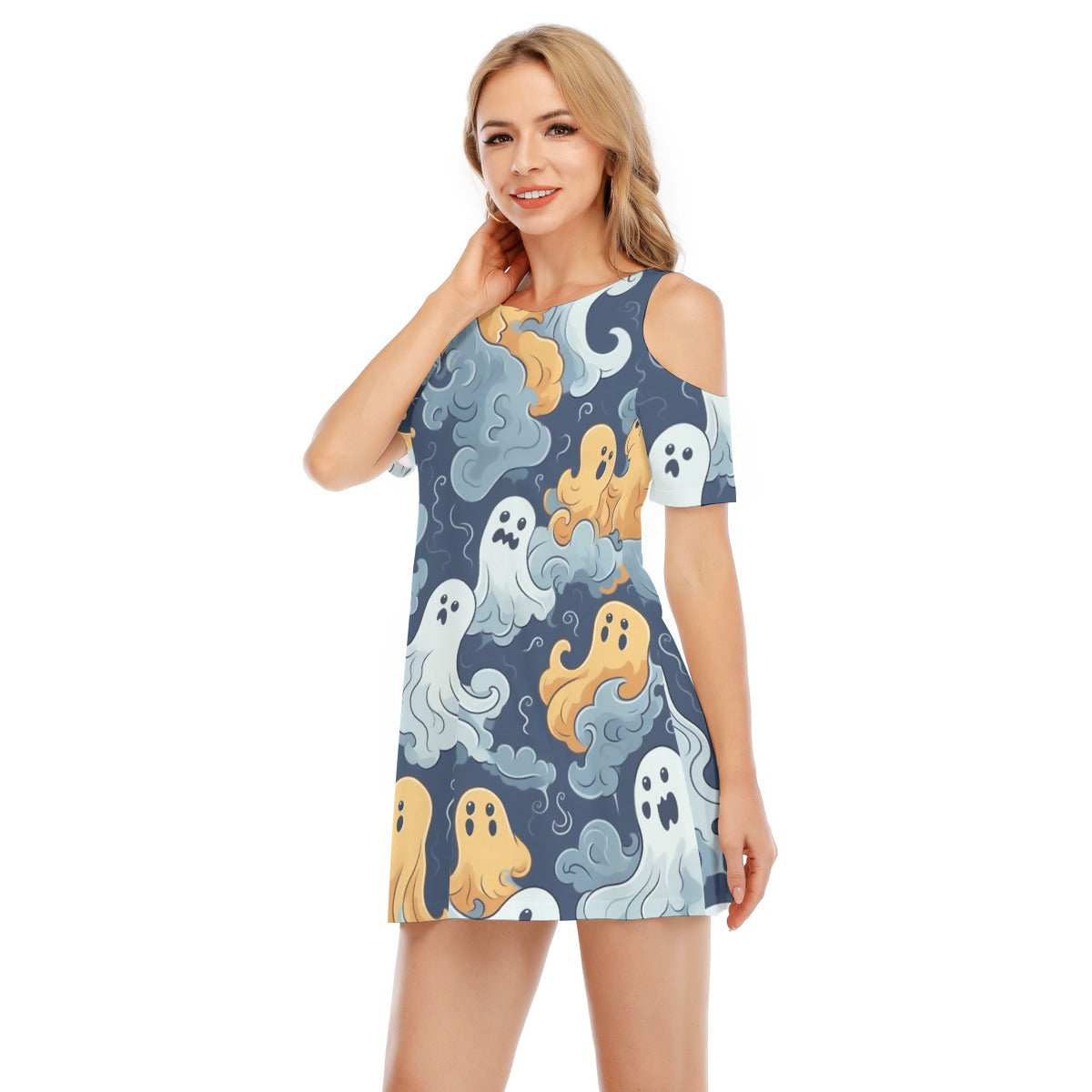 Ghost VI - Women's Cold Shoulder Dress - 100% Cotton