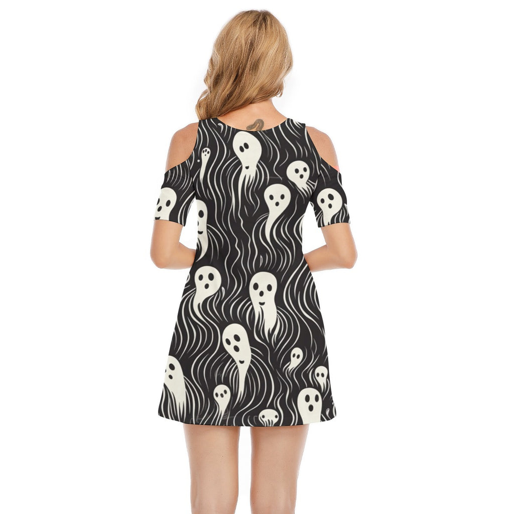 Ghost XI - Women's Cold Shoulder Dress - 100% Cotton