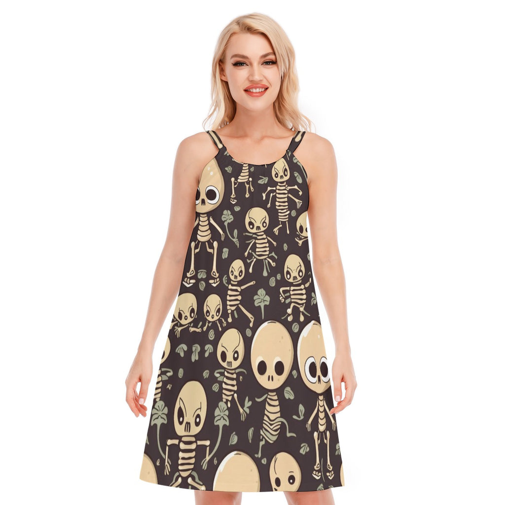 Skeleton VII - Women's O-neck Cami Dress - 100% Cotton