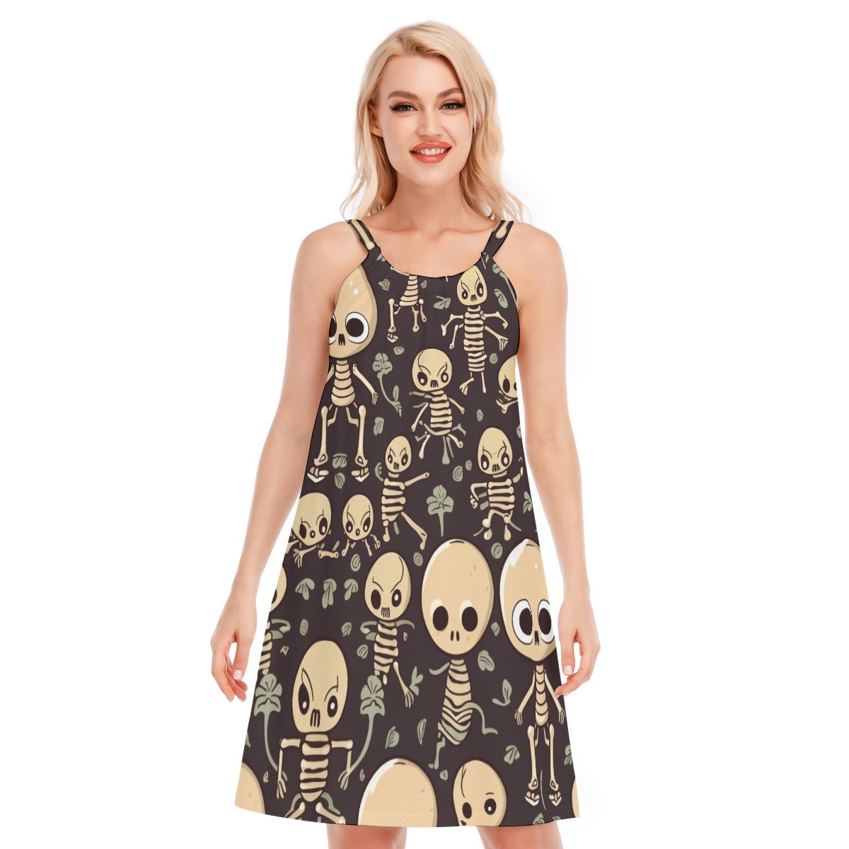 Skeleton VII - Women's O-neck Cami Dress - 100% Cotton