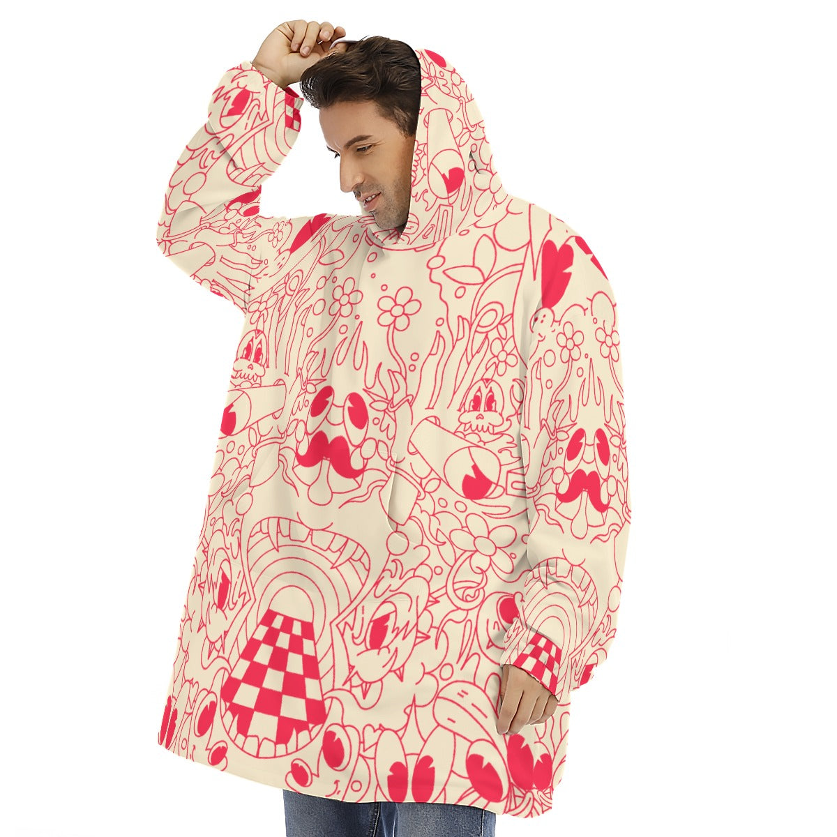 Sepia Red - Unisex Sherpa Fleece Hoodie Blanket