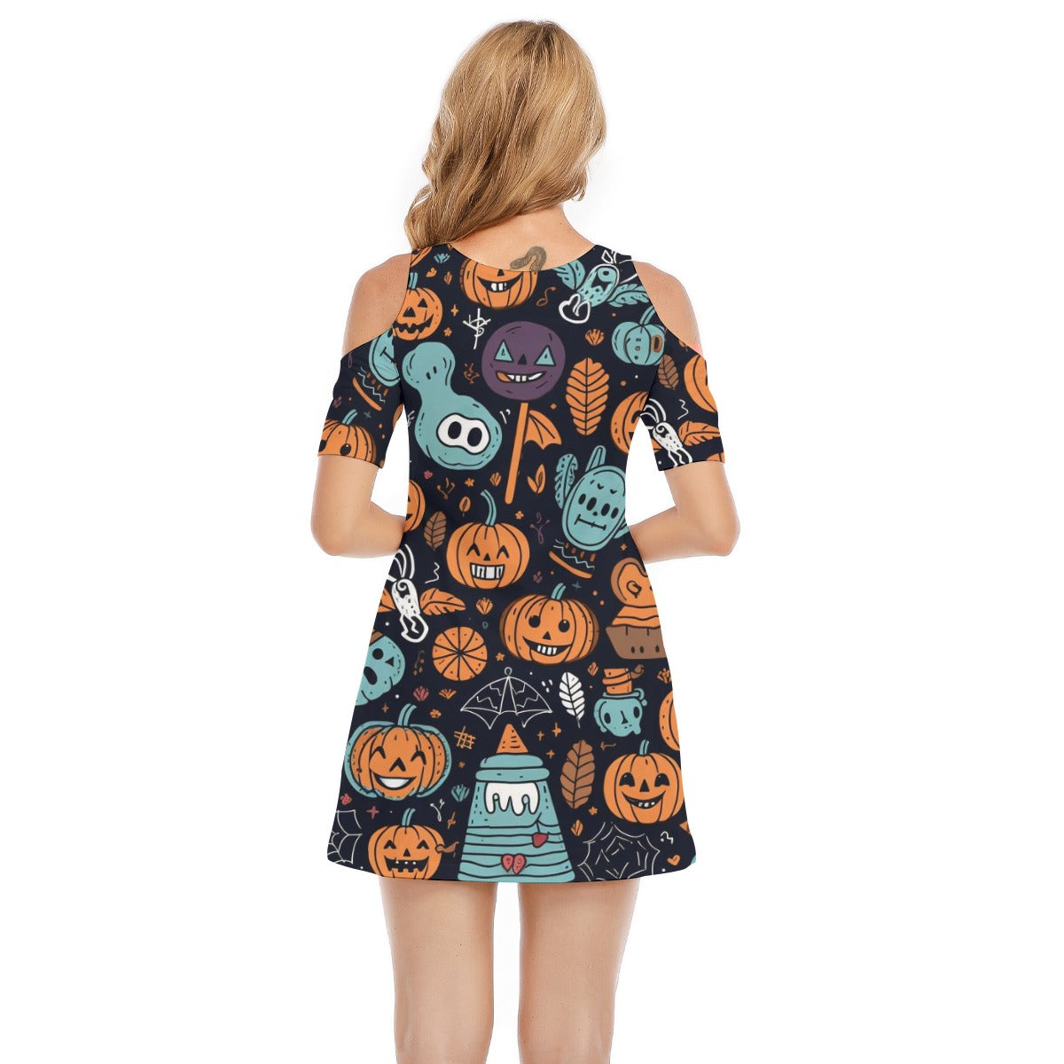 Spooky VIII - Women's Cold Shoulder Dress - 100% Cotton