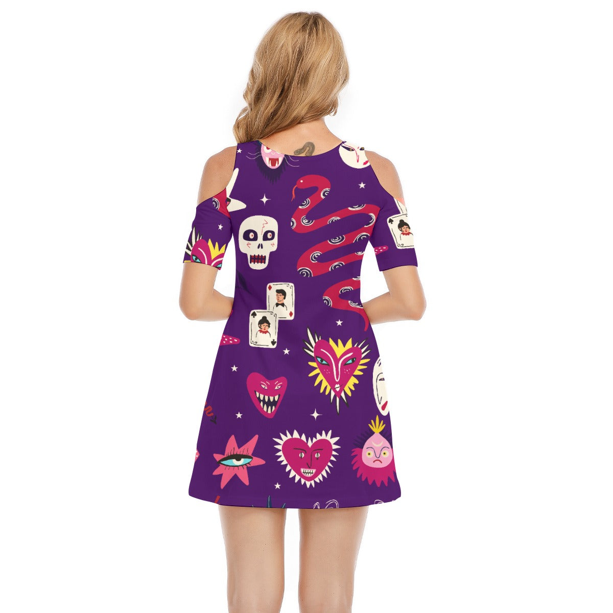 Spooky XI - Women's Cold Shoulder Dress - 100% Cotton