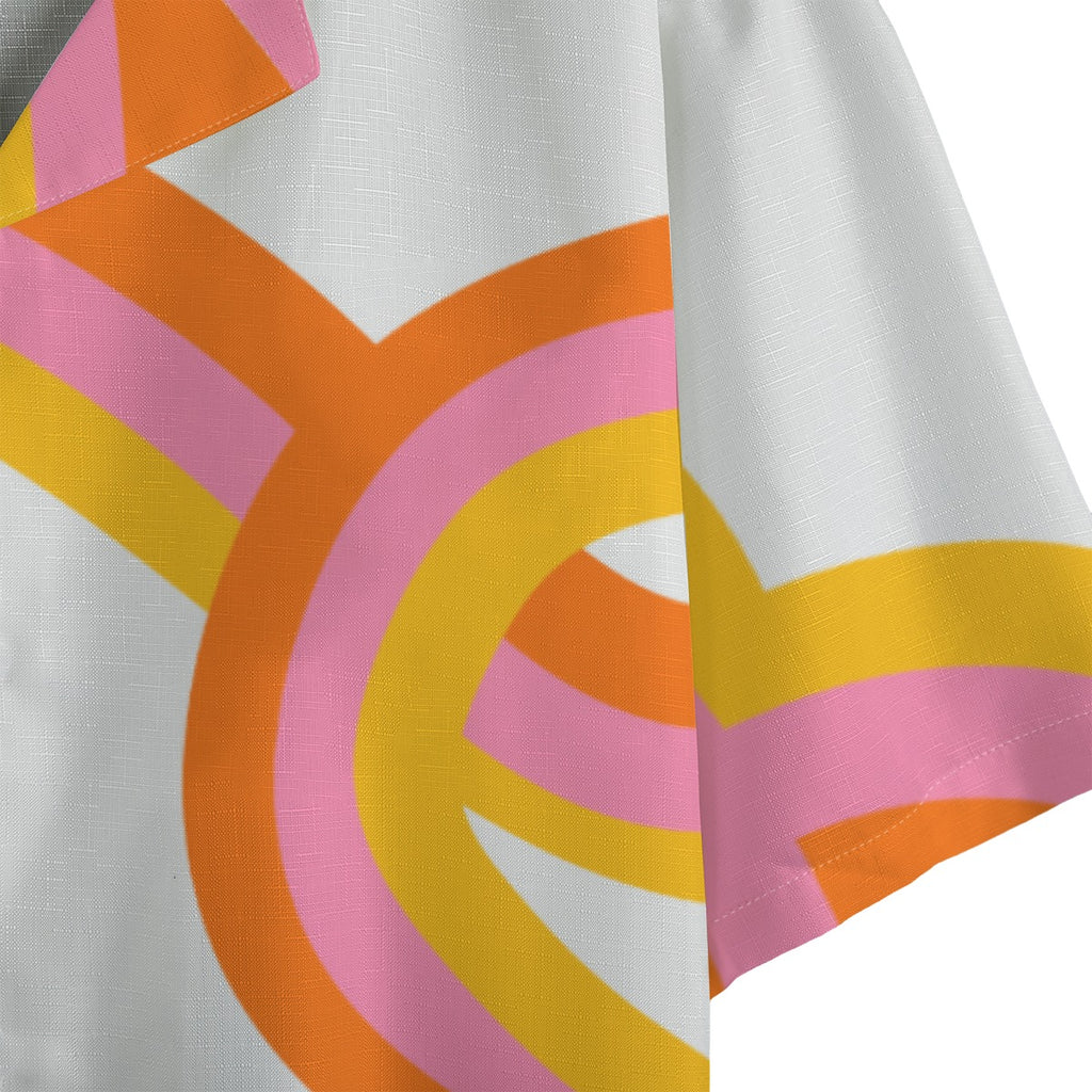 Rainbow doodle - Men's Faux Linen Hawaiian Shirt