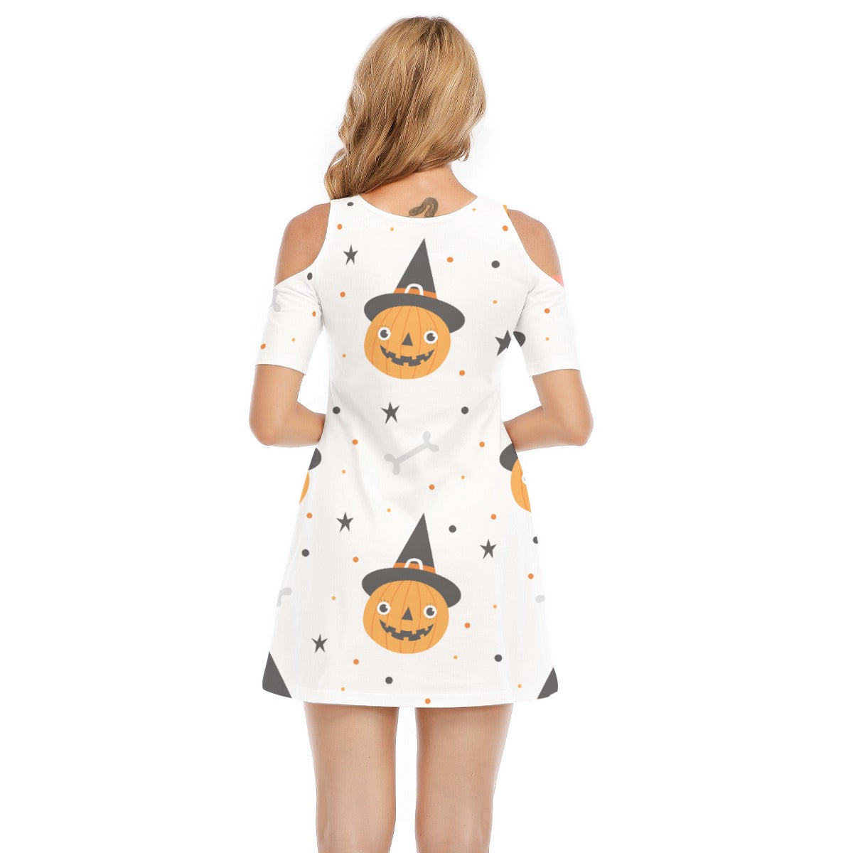 Pumpkin V - Women's Cold Shoulder Dress - 100% Cotton
