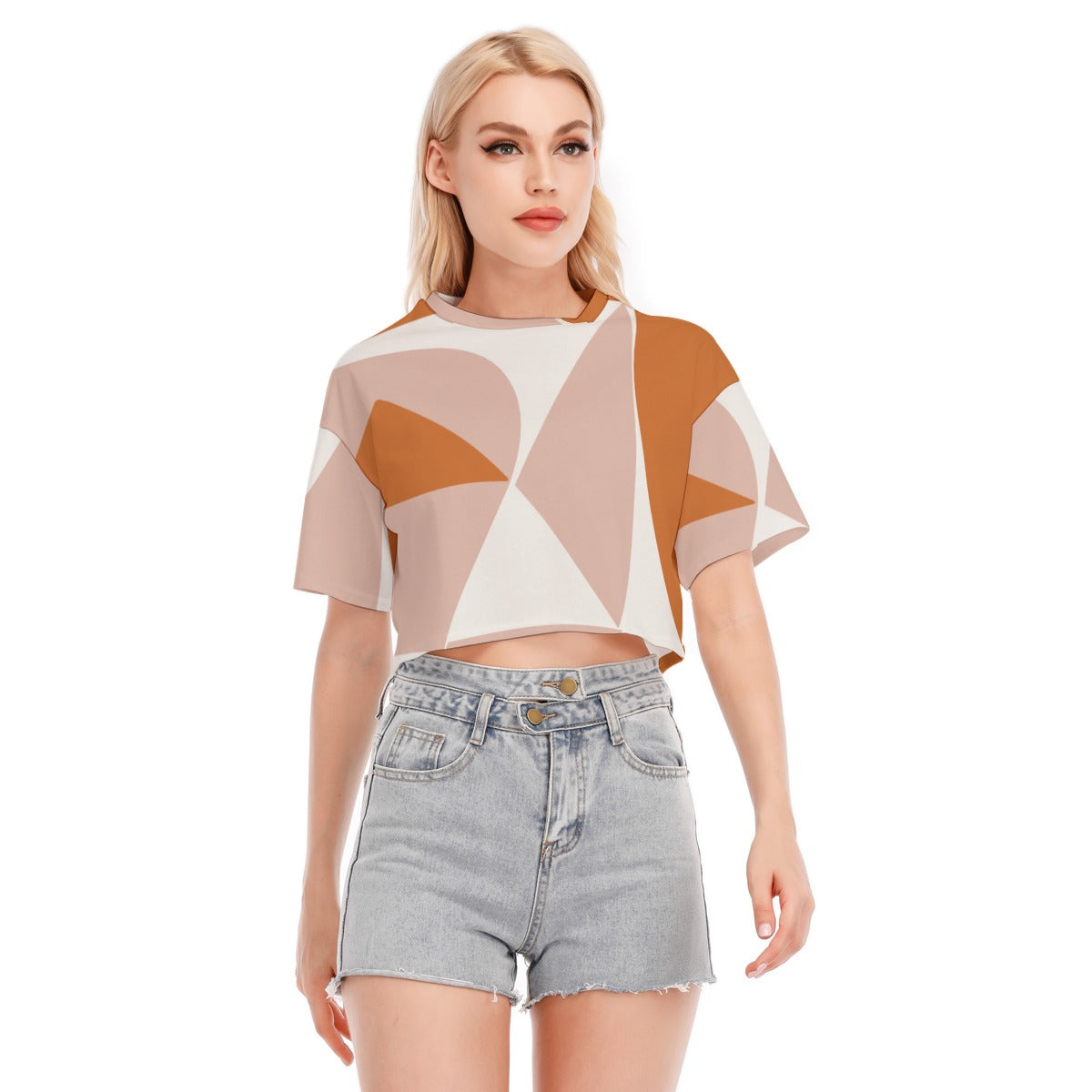 Terracotta Grid - Women's Cropped T-shirt - 100% Cotton