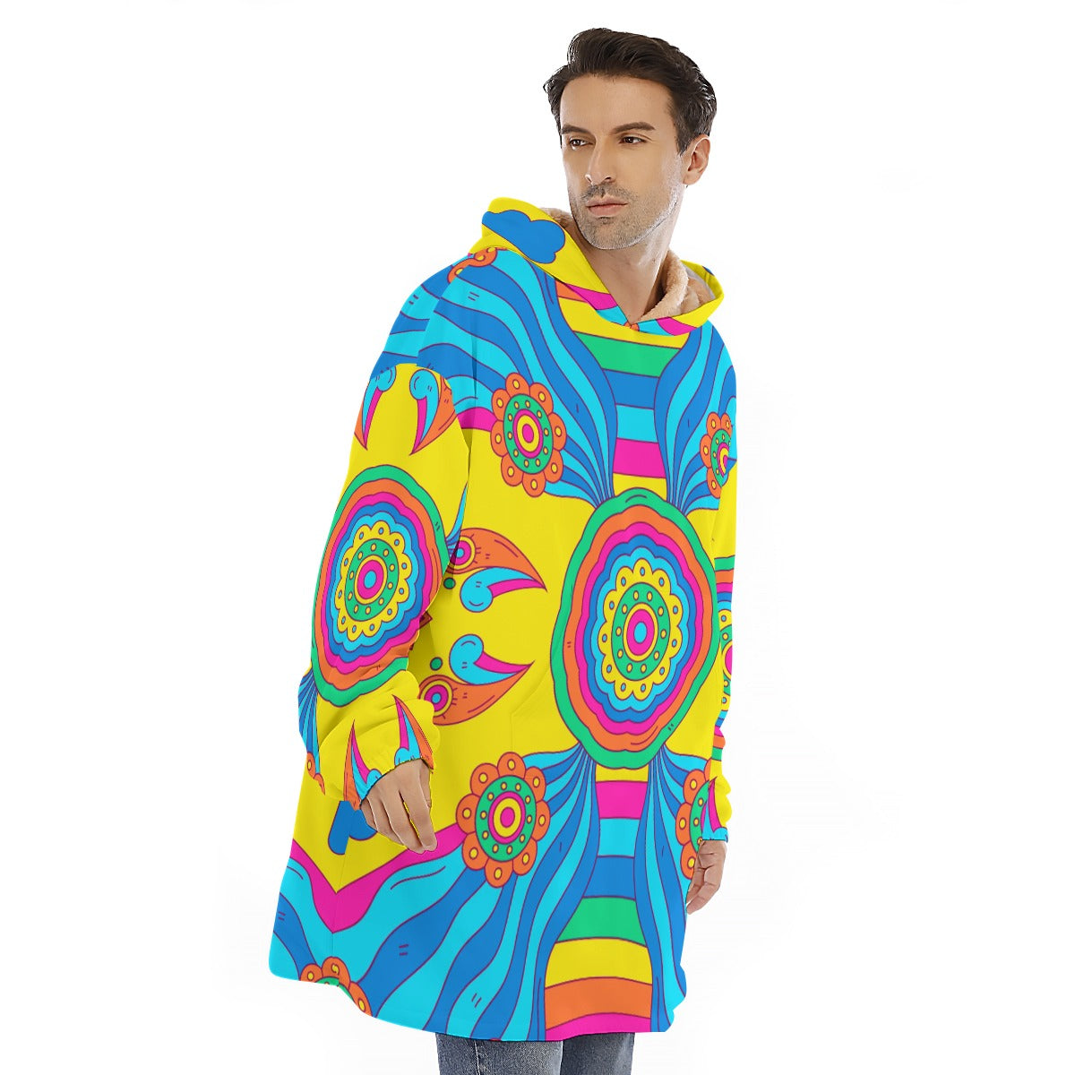 Neon Flow -  Unisex Sherpa Fleece Hoodie Blanket