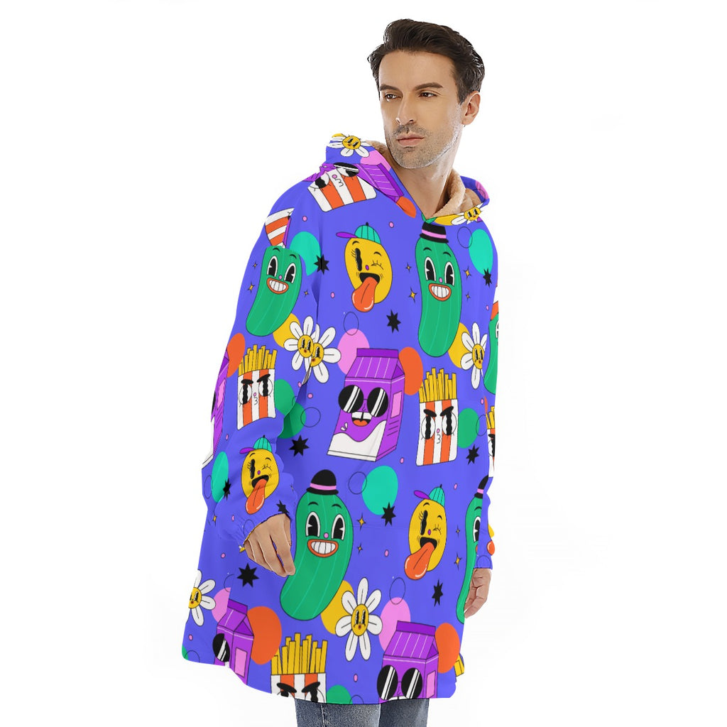 Disco Cucumber -  Unisex Sherpa Fleece Hoodie Blanket