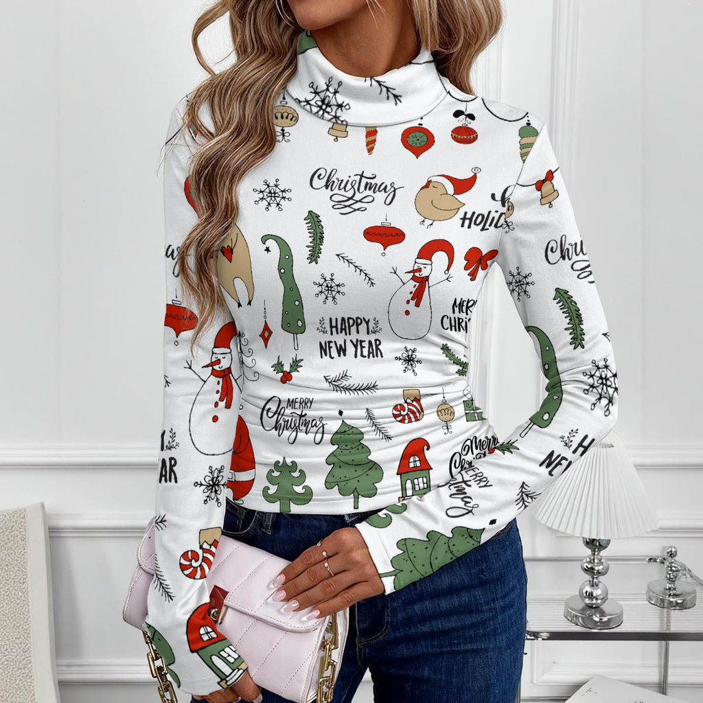 Christmas Joy - Women's High-Neck Top With Long Sleeve