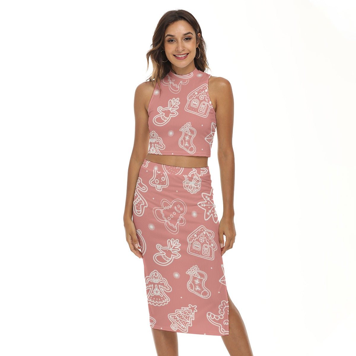 Gingerbread - Women's Tank Top & Split High Skirt Set