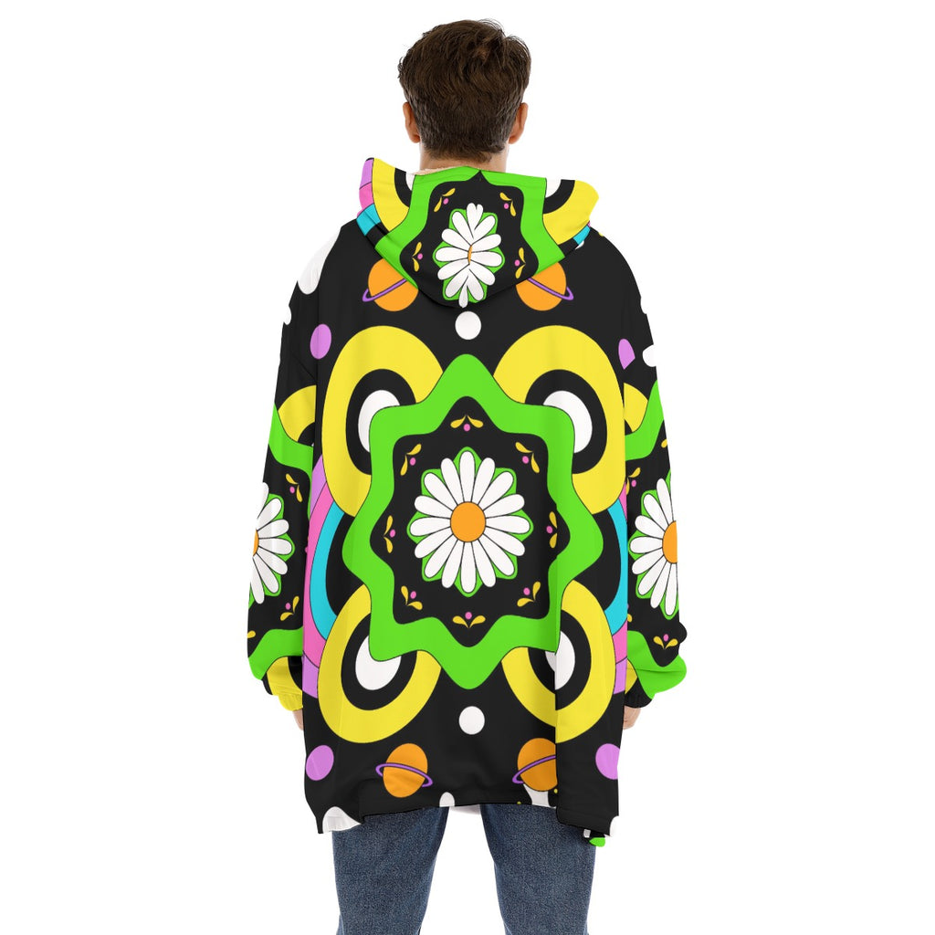 Floradelic - Unisex Sherpa Fleece Hoodie Blanket