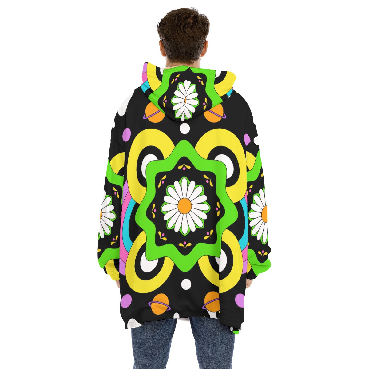 Floradelic - Unisex Sherpa Fleece Hoodie Blanket