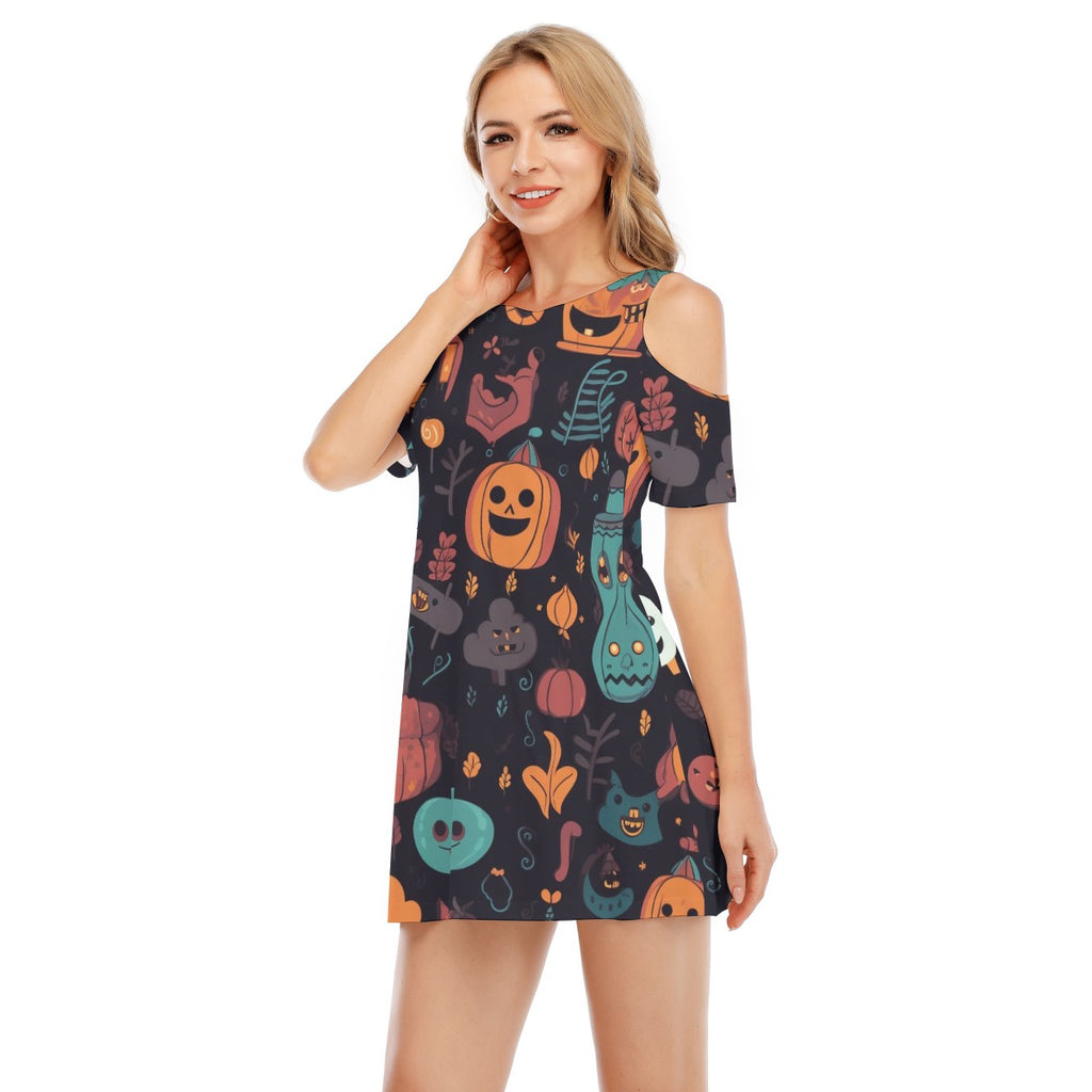 Spooky VIII - Women's Cold Shoulder Dress - 100% Cotton