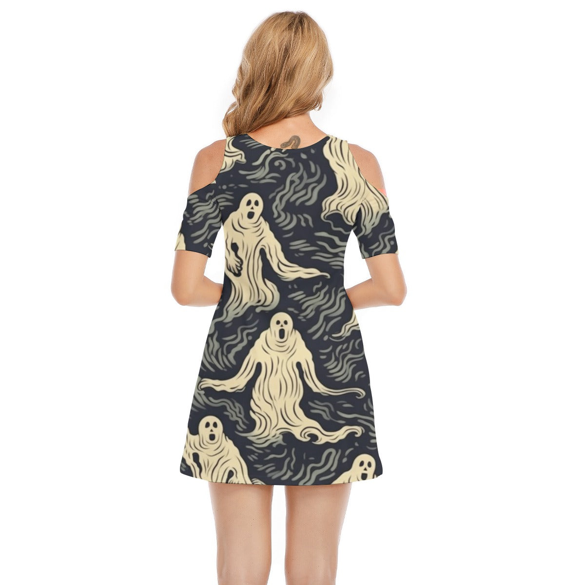 Ghost XII -Women's Cold Shoulder Dress - 100% Cotton