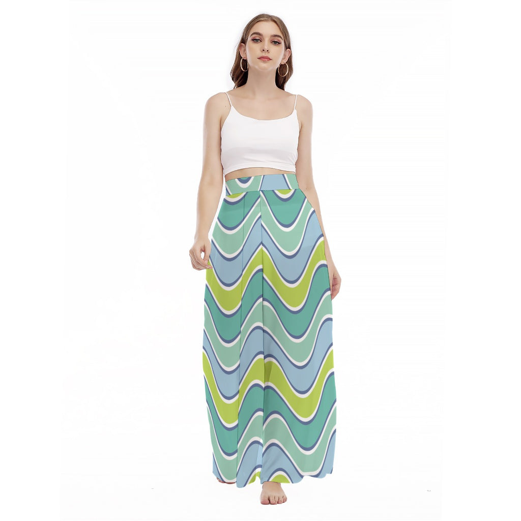 Wavywavy - Women's High Waist Wide Leg Trousers