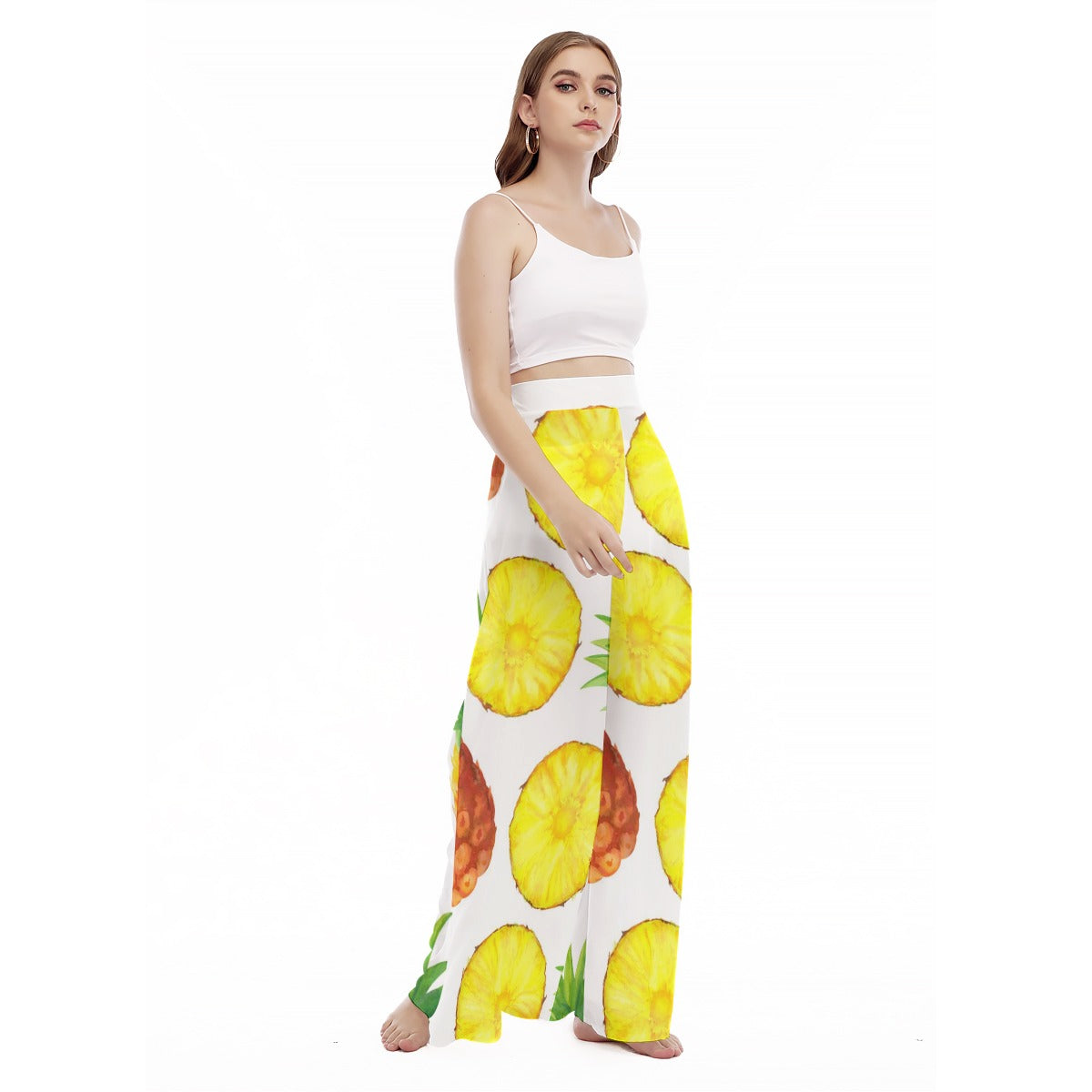 Pineapple Paradise - Women's High Waist Wide Leg Trousers