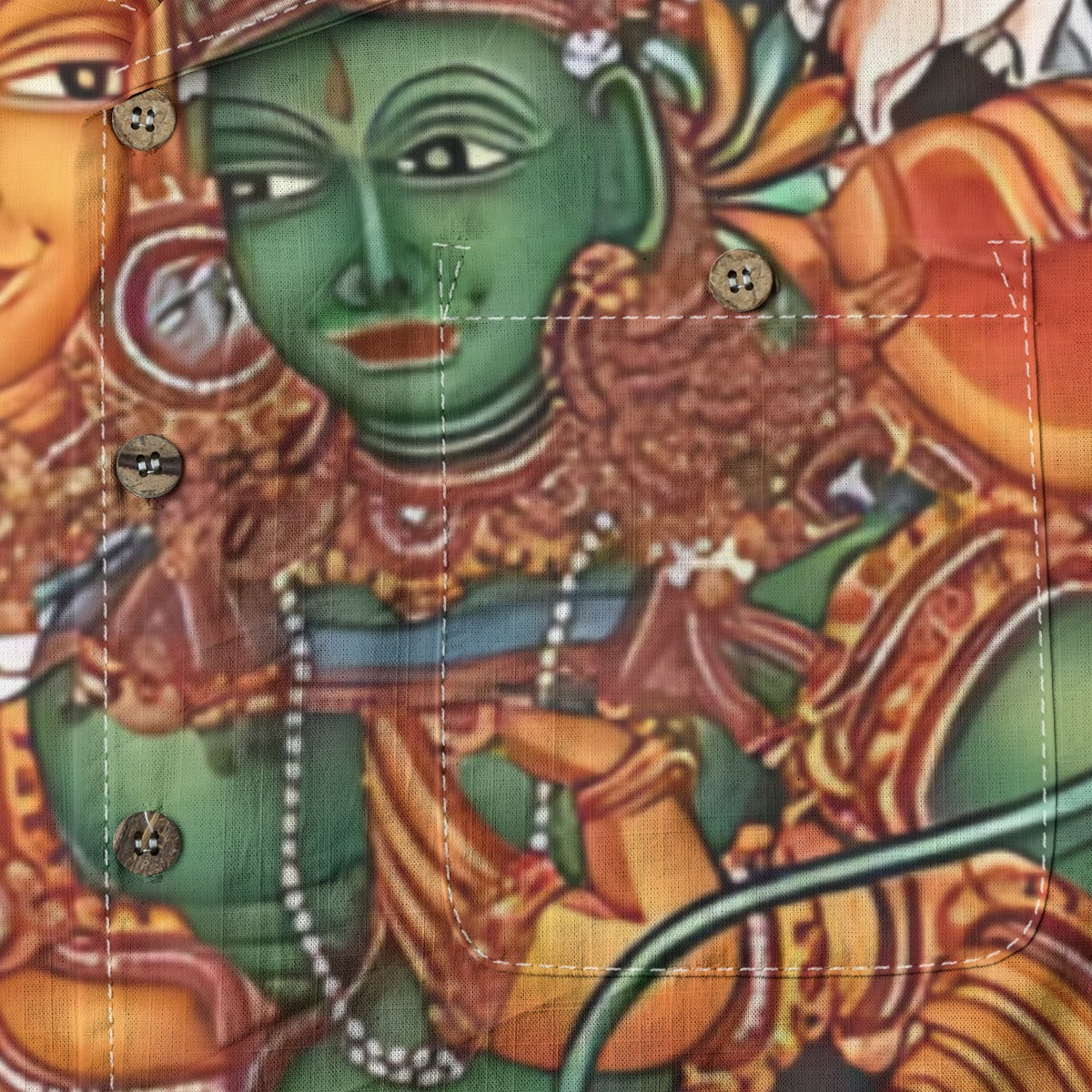 Shiva Parvathi - Kerala Mural Print Shirt - 100% Cotton