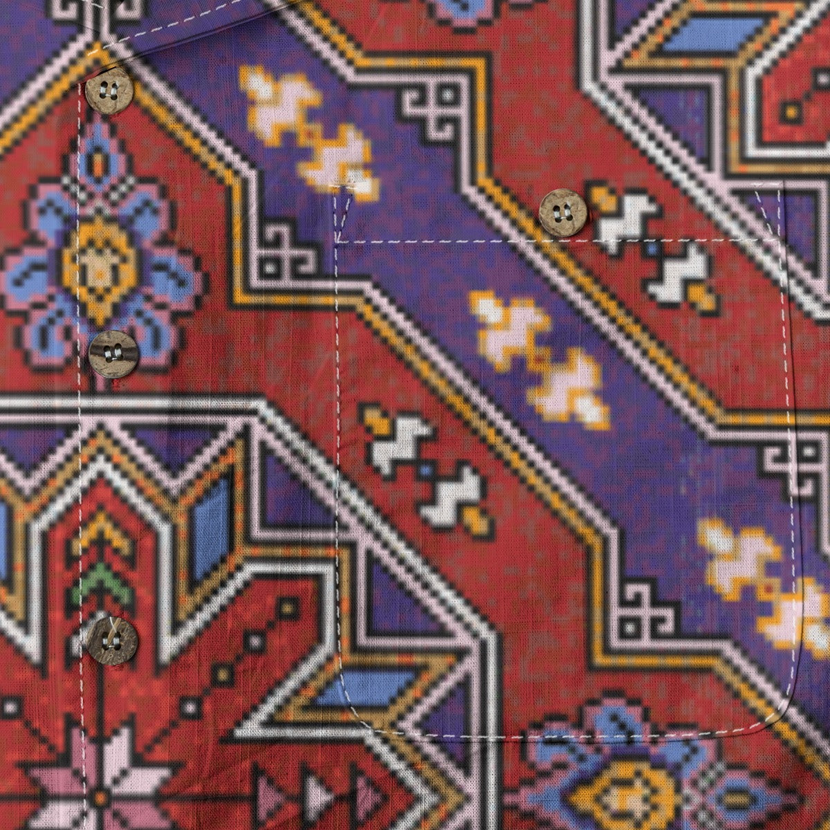 Retro Indian Print VIII - Designer Shirt - 100% Cotton