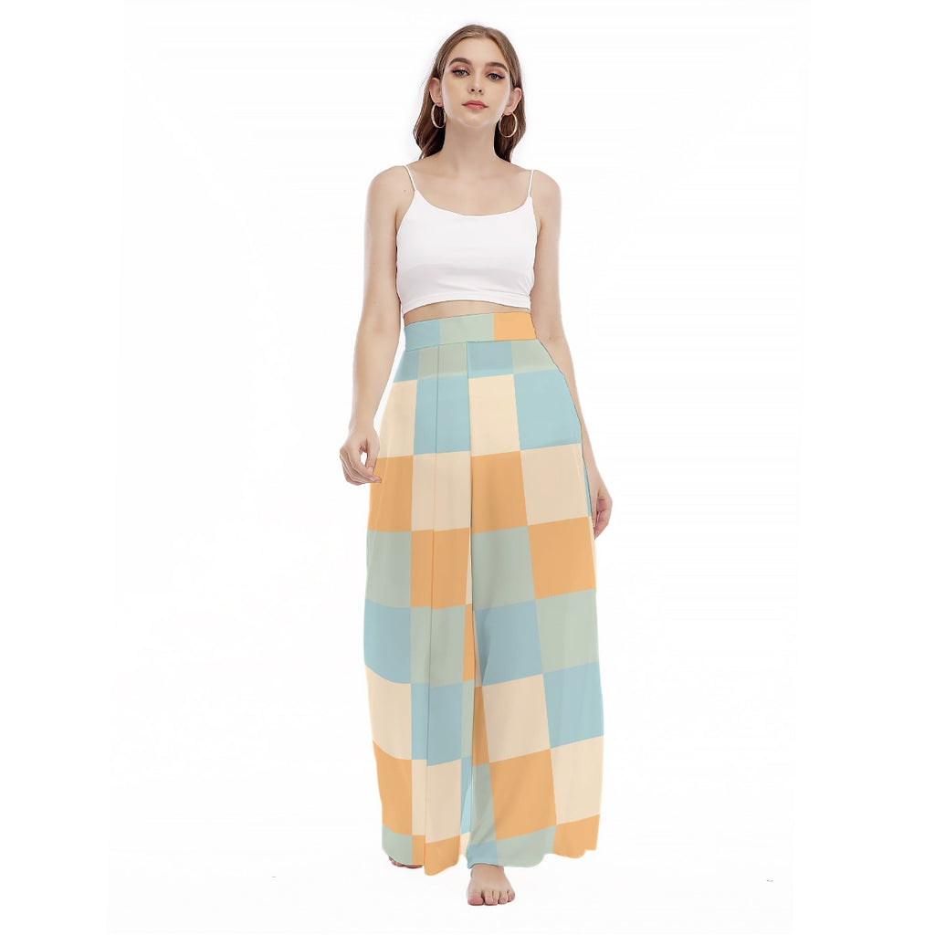 Pretty Wall - Women's High Waist Wide Leg Trousers