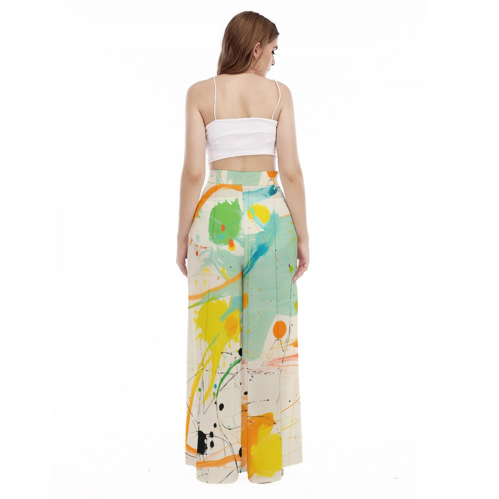 Colour Pop - Women's High Waist Wide Leg Trousers
