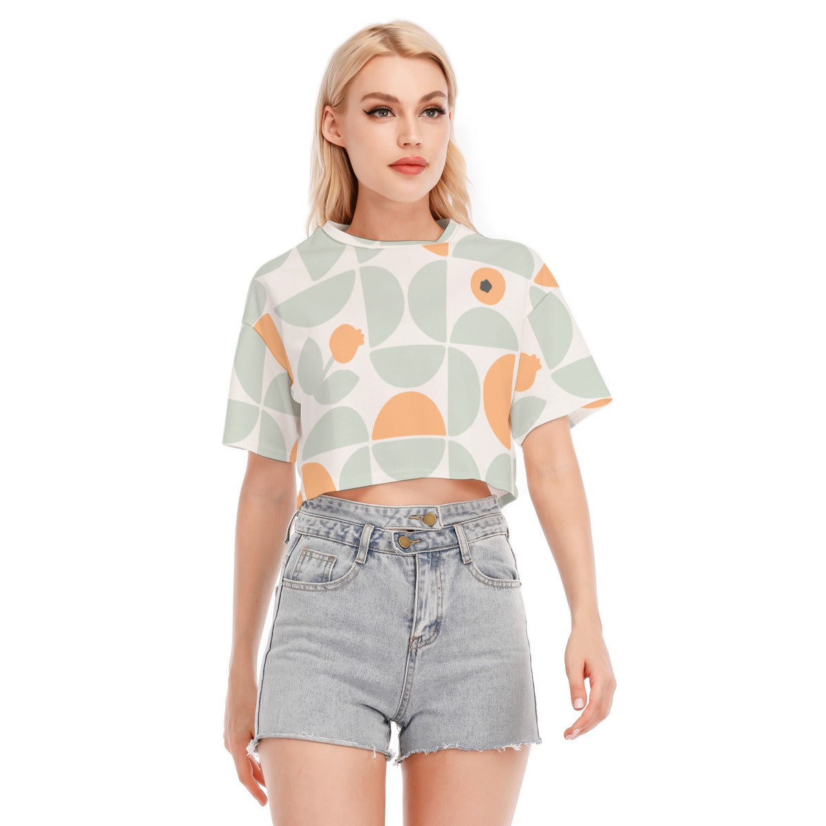 Retro Bloom -  Women's Cropped T-shirt - 100% Cotton
