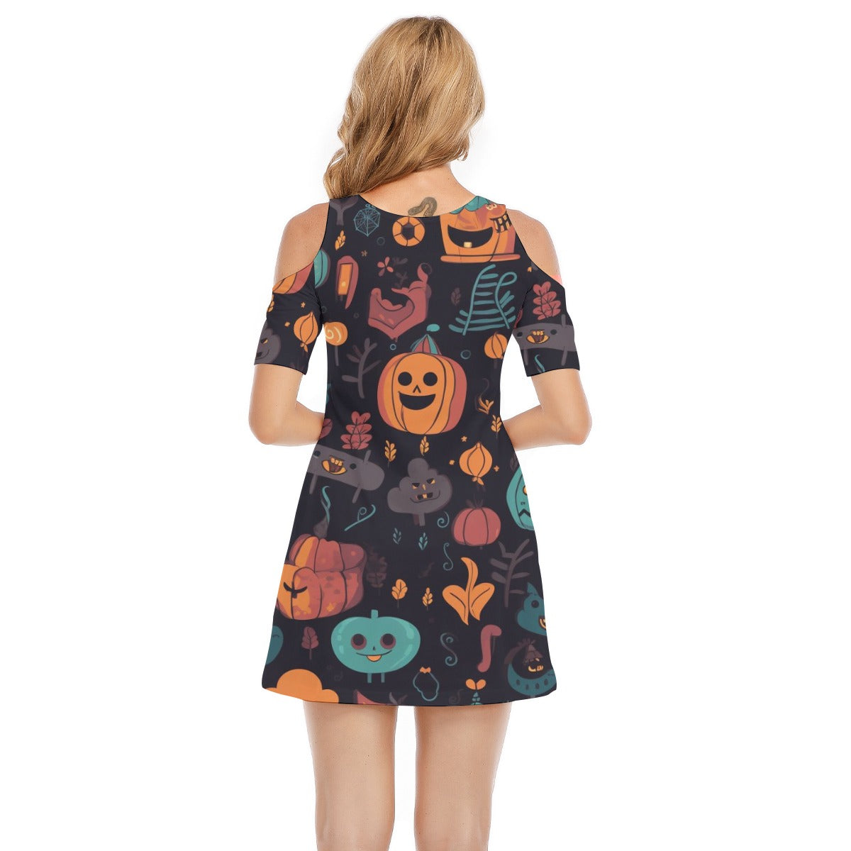 Spooky VIII - Women's Cold Shoulder Dress - 100% Cotton
