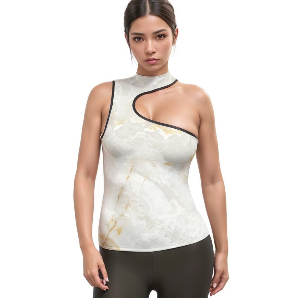 Women's Halter Sleeveless Asymmetrical Tank Top