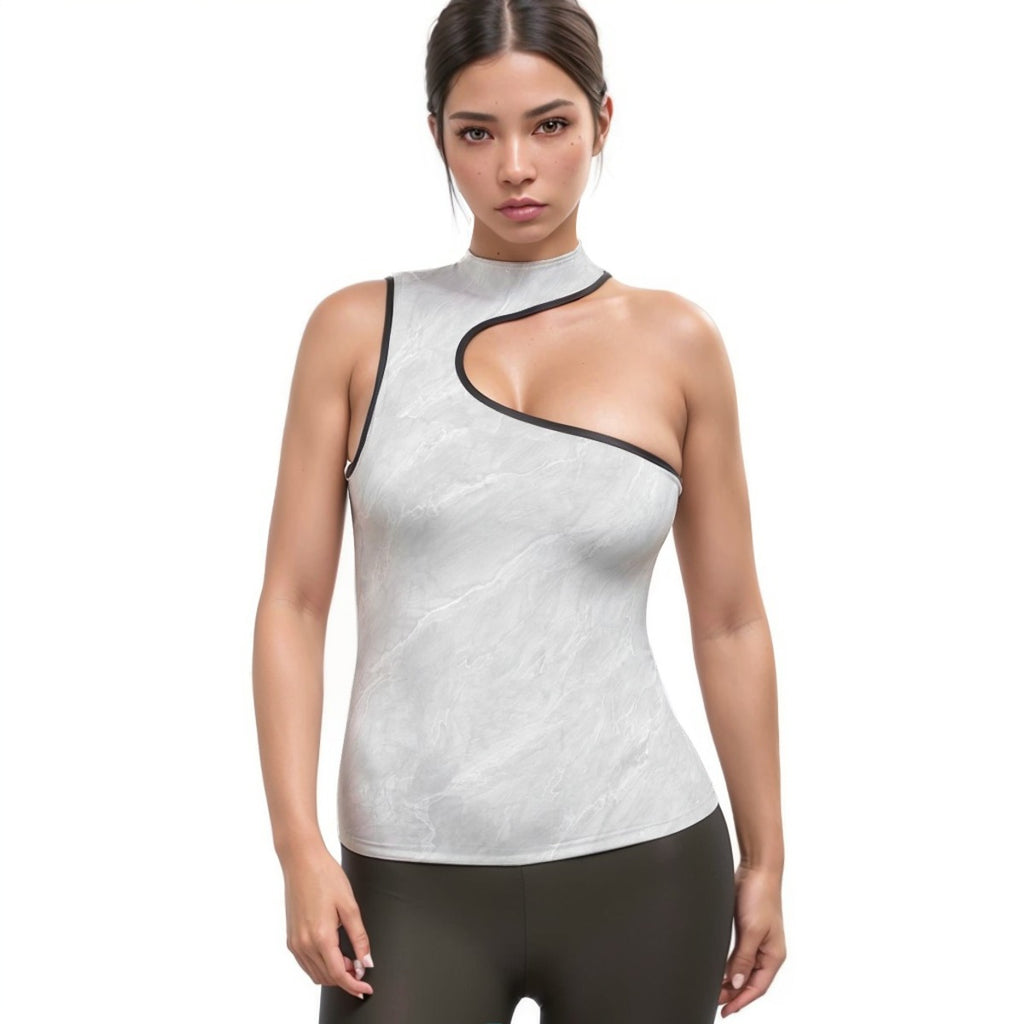 Women's Halter Sleeveless Asymmetrical Tank Top