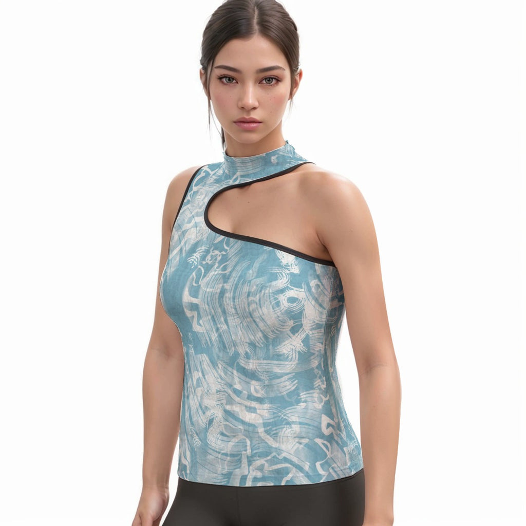 Women's Halter Sleeveless Asymmetrical Tank Top