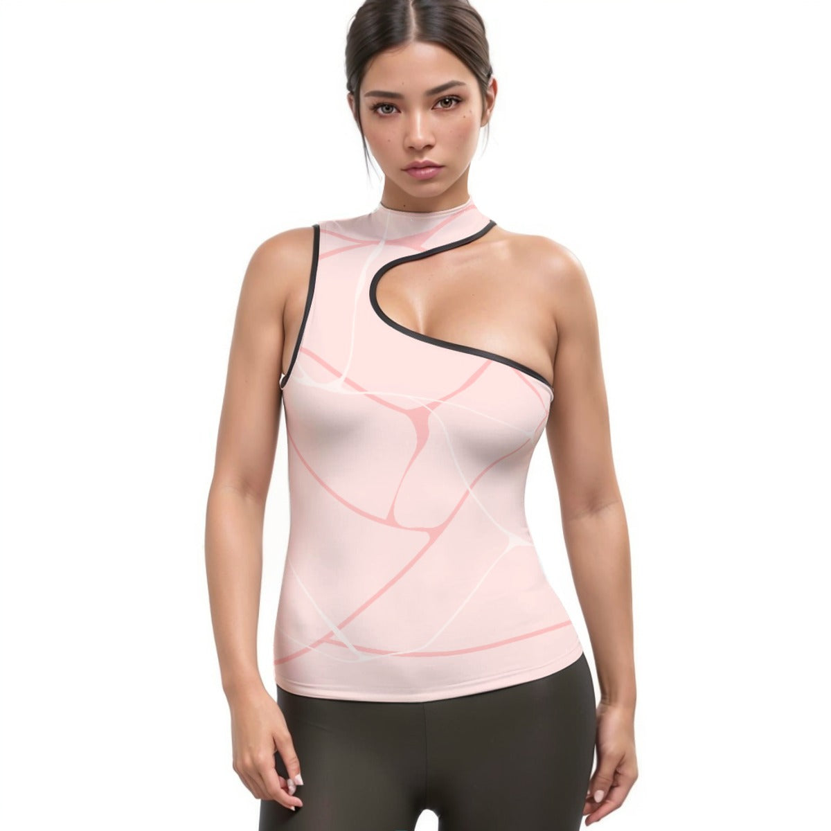 Women's Halter Sleeveless Asymmetrical Tank Top