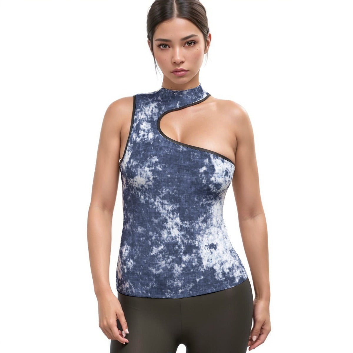 Women's Halter Sleeveless Asymmetrical Tank Top