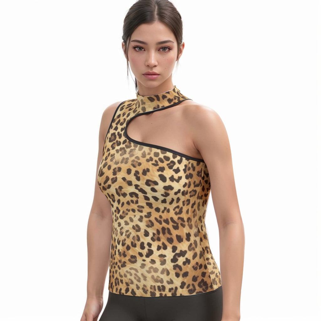 Women's Halter Sleeveless Asymmetrical Tank Top