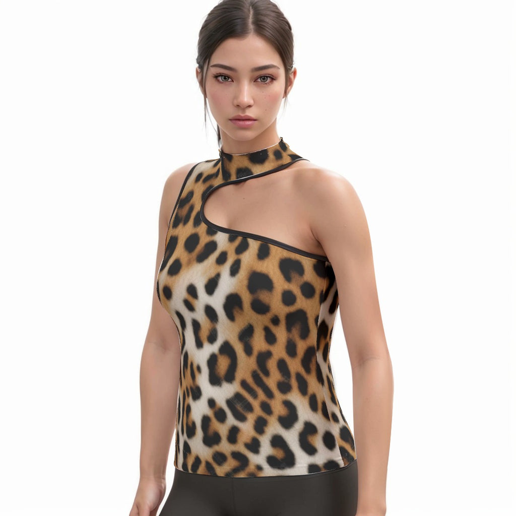 Women's Halter Sleeveless Asymmetrical Tank Top