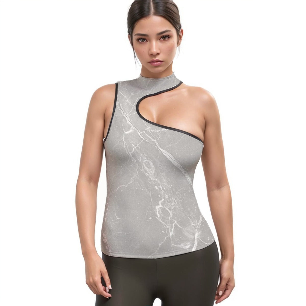 Women's Halter Sleeveless Asymmetrical Tank Top
